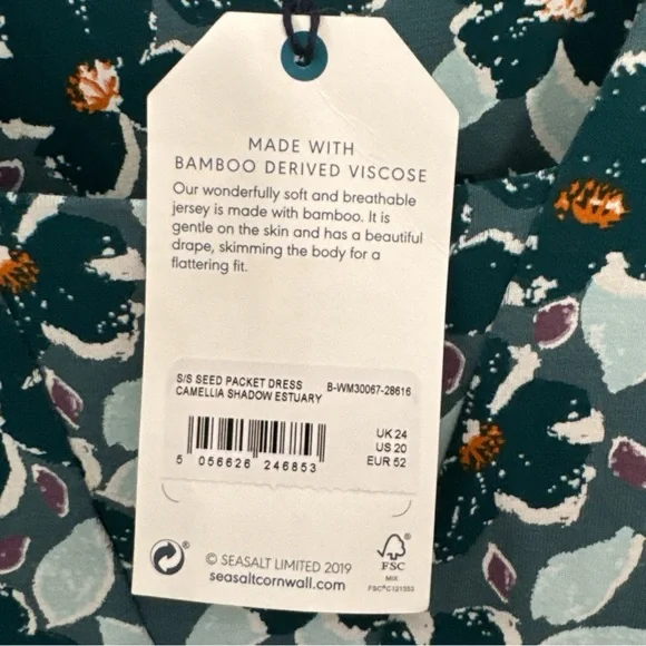 Seasalt Cornwall Seed Packet Floral Green Dress NWT US 20 - Picture 3 of 4